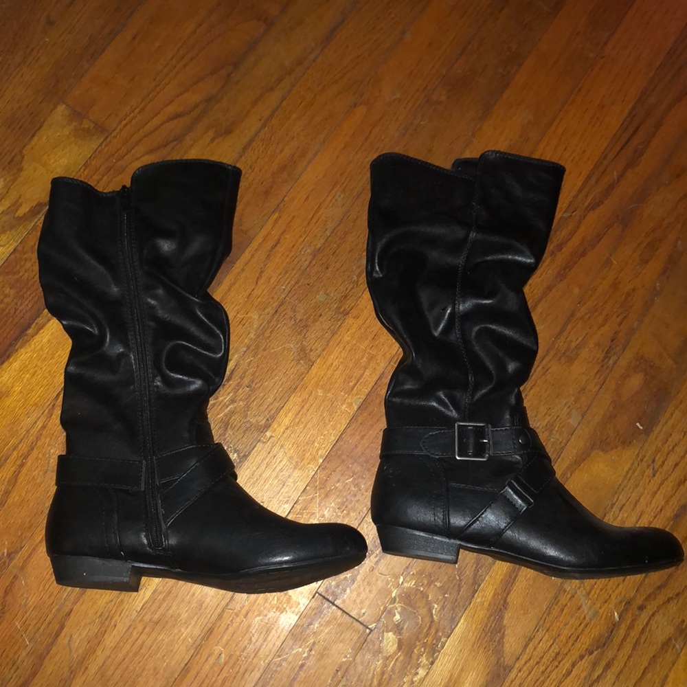 black leather boots